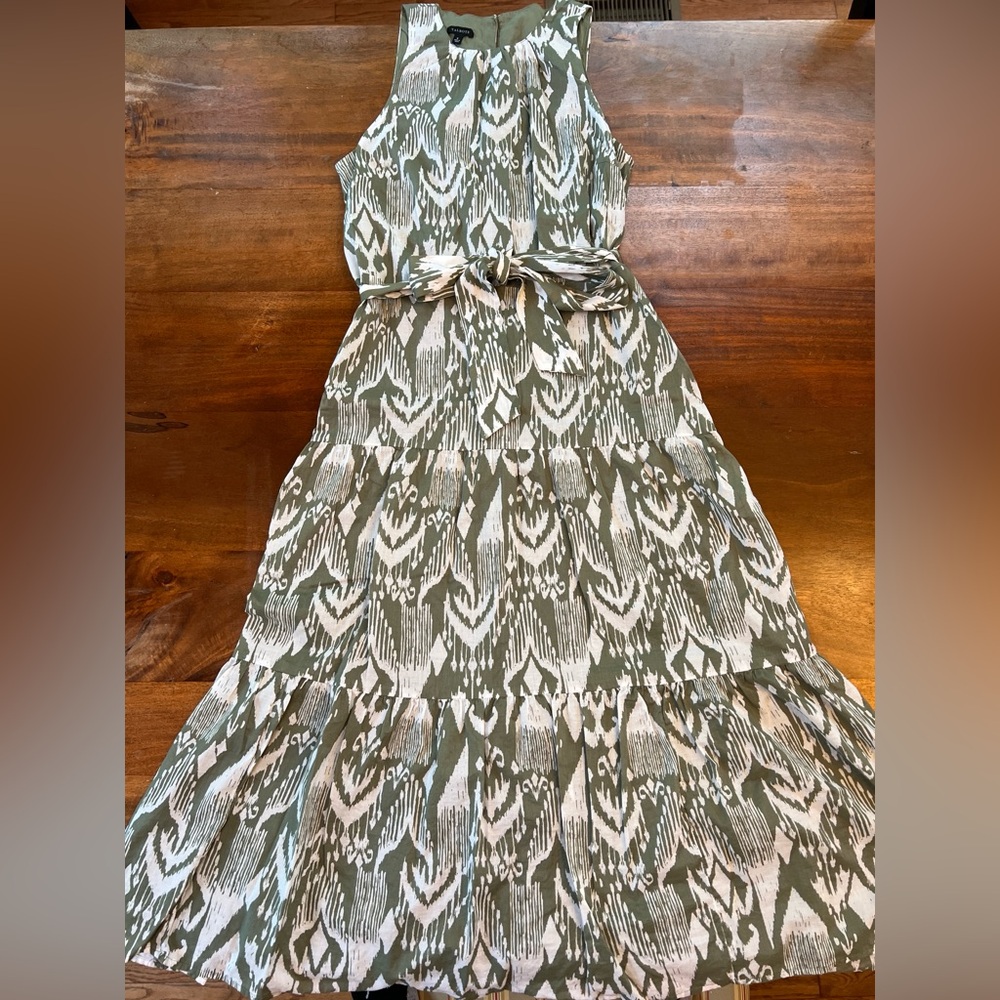 Talbots Green and White Patterned Maxi Dress